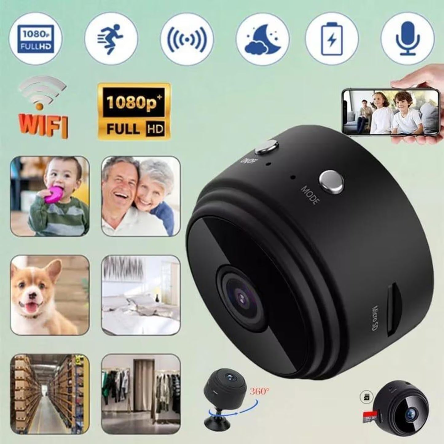 Cámara Espía A9 con WiFi – ¡Protege tu Hogar en Secreto!